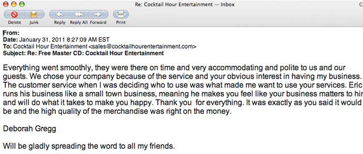 cocktail hour entertainment ericcutler eric cutler customer letter